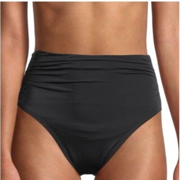 Miraclesuit Magicsuit Swim Bottom 16 XL High Waist Solid Black Ruched Sides NWT - Picture 2 of 6